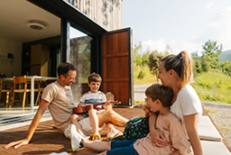 family outside of their extended stay rental